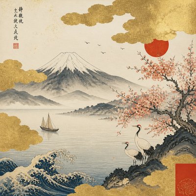 serene landscape with mountains and water