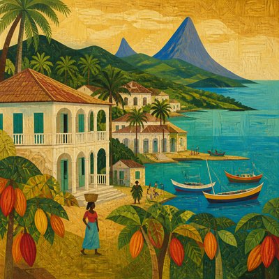 wide landscape with natural scenery — Sao Tome Art Style