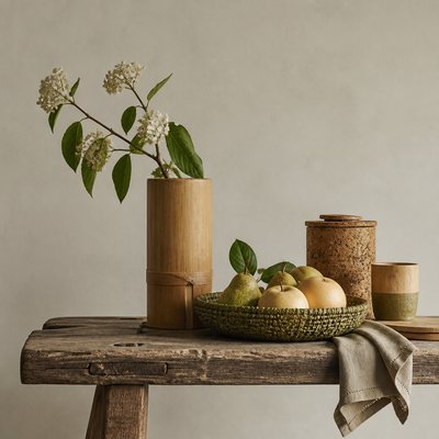 still life arrangement of fruits and flowers