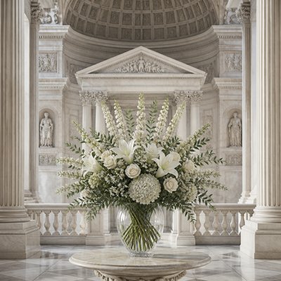 bouquet of flowers in a glass vase