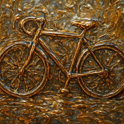 bicyle resting against a wall
