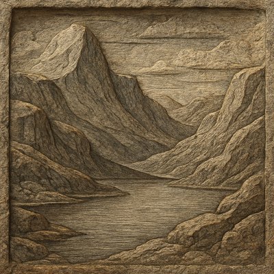 serene landscape with mountains and water