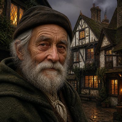close-up portrait of an elderly person with expressive weathered features