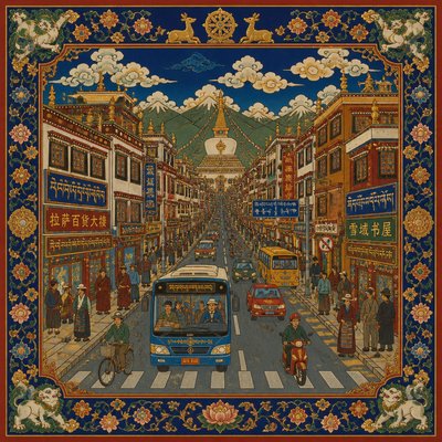 urban street with city activity