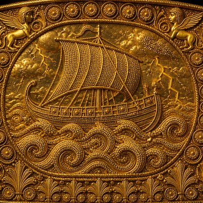 sailing ship on a stormy sea