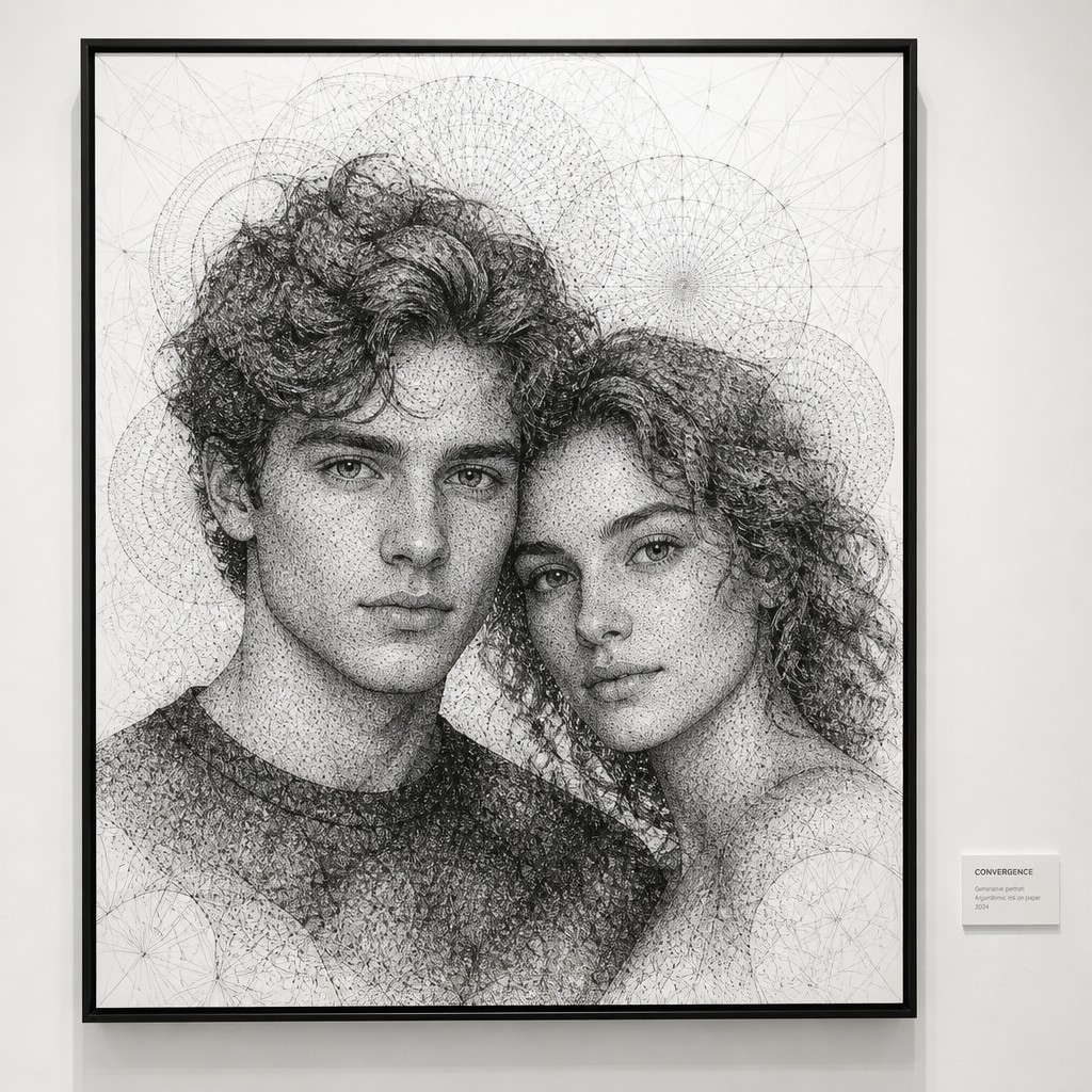 portrait of two people together — Generative Art Style