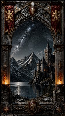 a tranquil mountain lake beneath a starry night sky, no people, no text