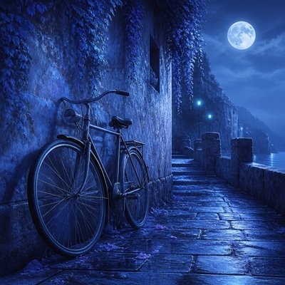 bicyle resting against a wall
