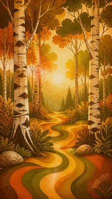 a serene birch forest in soft morning light, no people, no text