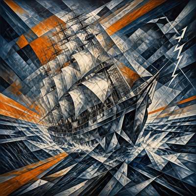 sailing ship on a stormy sea