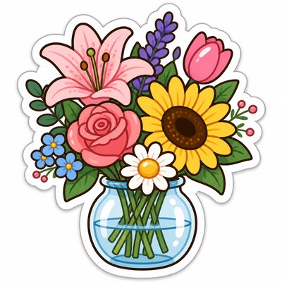 bouquet of flowers in a glass vase