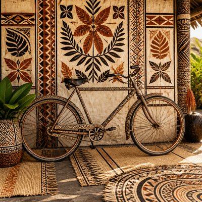 bicyle resting against a wall