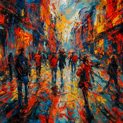 urban street with city activity