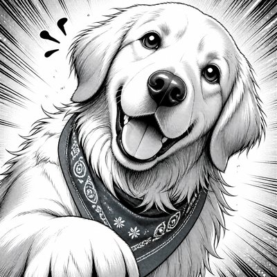 portrait of a golden retriever wearing a blue bandana, warm plain backdrop, no text