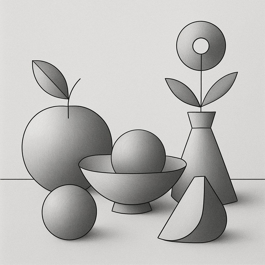 still life arrangement of fruits and flowers