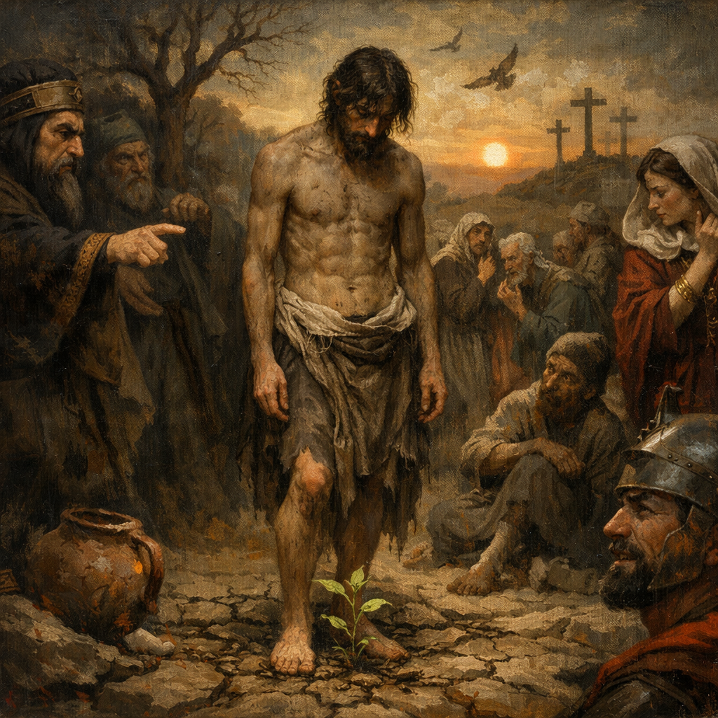 “For he shall grow up before him as a tender plant, and as a root out of a dry ground: he hath no form nor comeliness; and when we shall see him, there is no beauty that we should desire him.” (Isaiah 53:2, KJV)