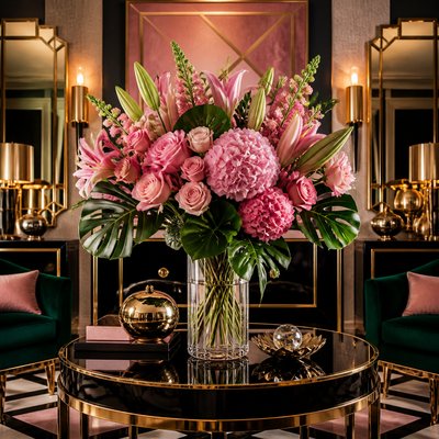 bouquet of flowers in a glass vase