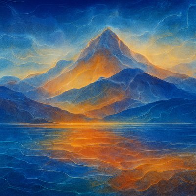 serene landscape with mountains and water