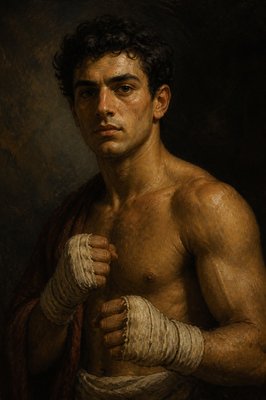 ancient greek boxer with bands around his hands