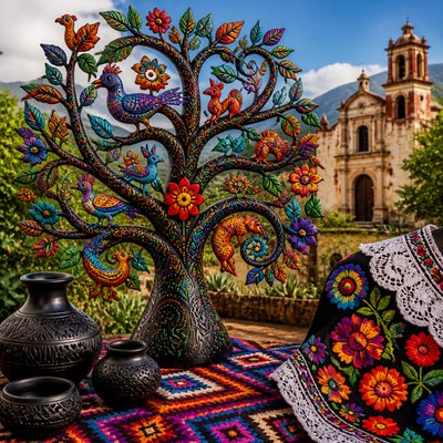 a tree in nature — Oaxaca Art Style