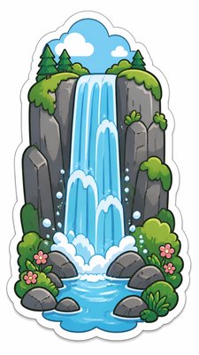 towering waterfall cascading down a cliff