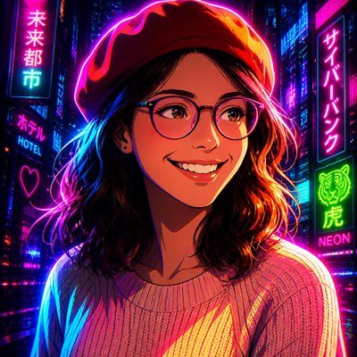 Cyberpunk Neon Anime Art Style Style Transfer Example