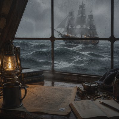 sailing ship on a stormy sea