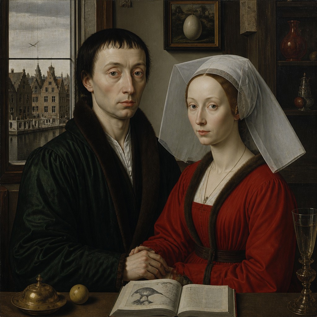 portrait of two people together — Belgian Art Style