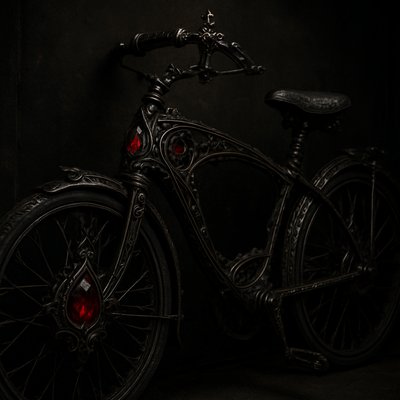 bicyle resting against a wall