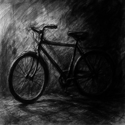 bicyle resting against a wall