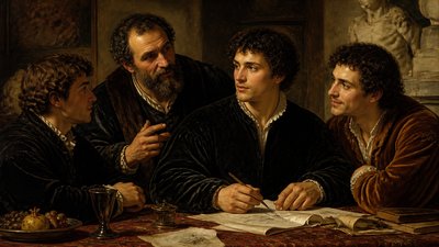 Michelangelo with his father and two brothers
