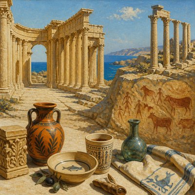 still life with everyday objects — Libyan Art Style