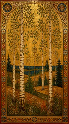a serene birch forest in soft morning light, no people, no text