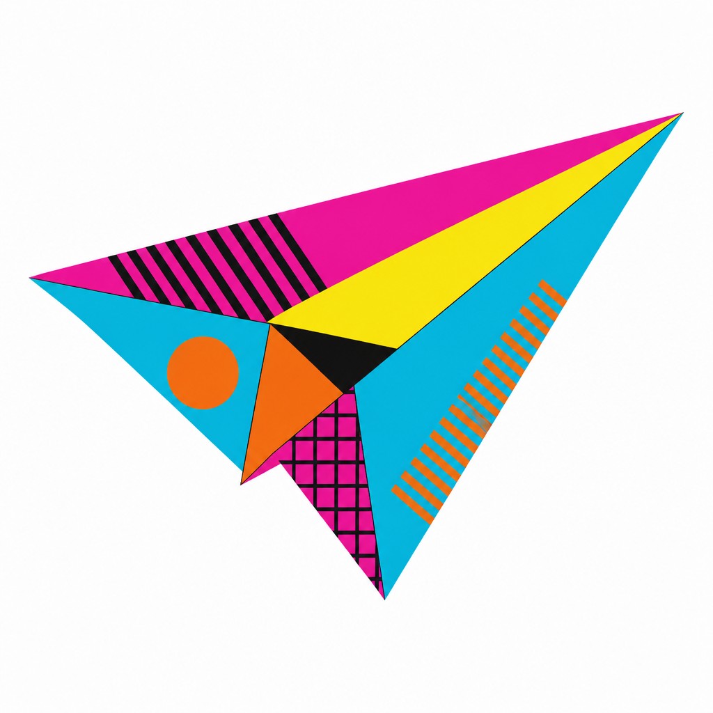 a paper plane, clean minimal composition on a plain background, no text