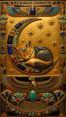 a sleeping baby fox curled on a crescent moon among soft stars, gentle and warm, no text