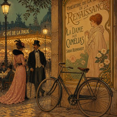 bicyle resting against a wall — Belle Époque Art Style