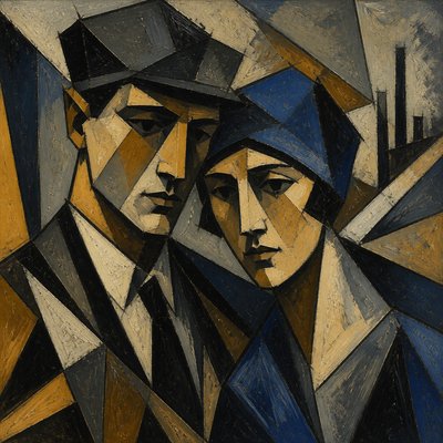 portrait of two people together — Modernism Art Style