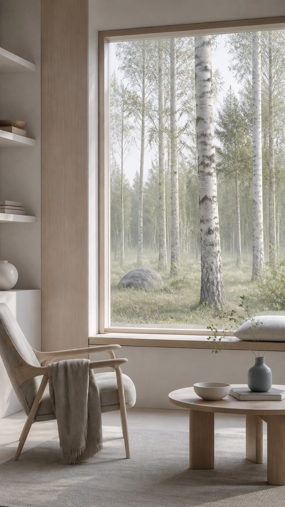 a serene birch forest in soft morning light, no people, no text