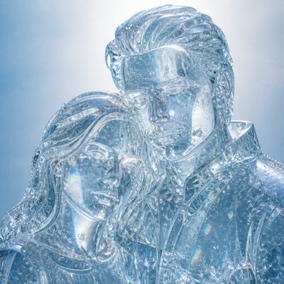 portrait of two people together — Ice Sculpture Art Style
