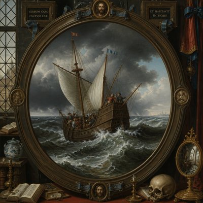 sailing ship on a stormy sea
