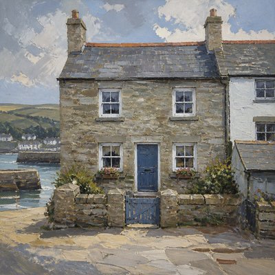 house with front view — Cornwall Plein Air Art Style