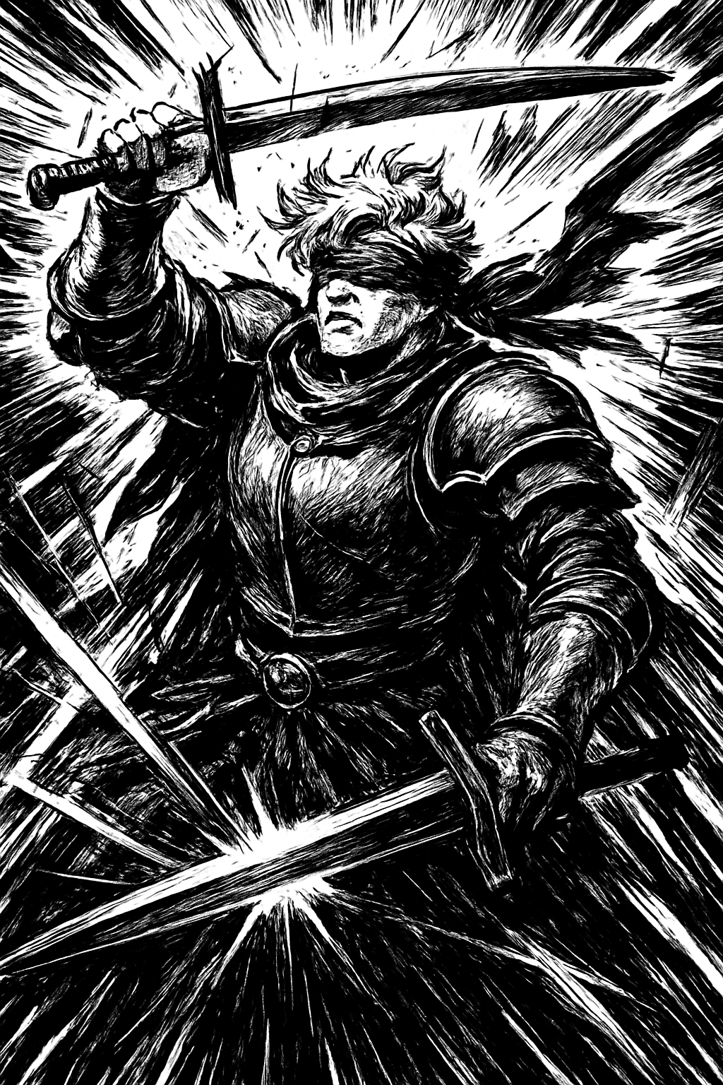 a painting of a man in armor holding a sword