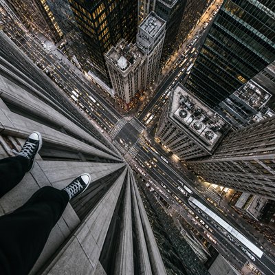 urban street with city activity — Viewpoint Art Style
