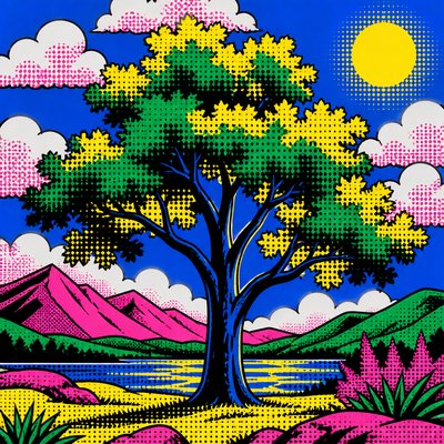 a tree in nature — Pop Art Still Life Art Style