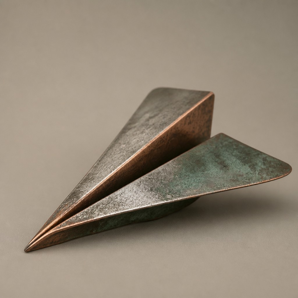 a paper plane, clean minimal composition on a plain background, no text