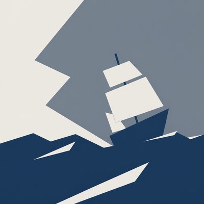 sailing ship on a stormy sea