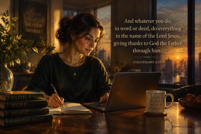 use this quote in a contemporary setting: "And whatever you do, in word or deed, do everything in the name of the Lord Jesus, giving thanks to God the Father through him." Colossians 3:17