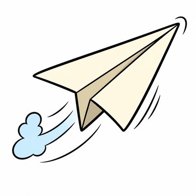 a paper plane, clean minimal composition on a plain background, no text