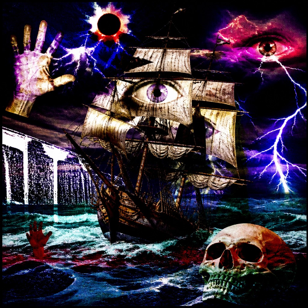 sailing ship on a stormy sea — Weirdcore Aesthetic