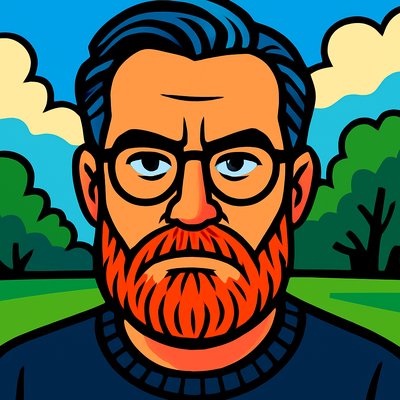 a painting of a man with glasses and a beard